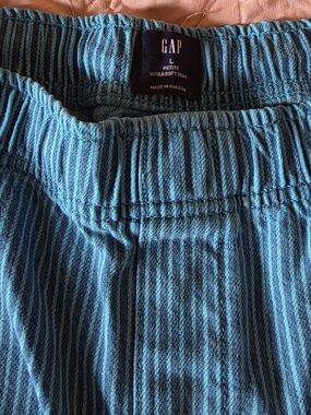 GAP Petite Striped Teal Wide Leg Baggy Pants